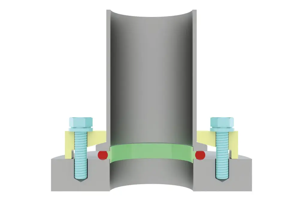 3_3_img_3_8_iso_kf_flange_on_base_plate_with_centering_ring_claw_clamps